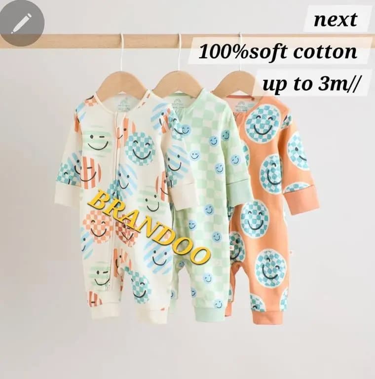Cotton Baby Sleepsuit Set (3 Pack) 1