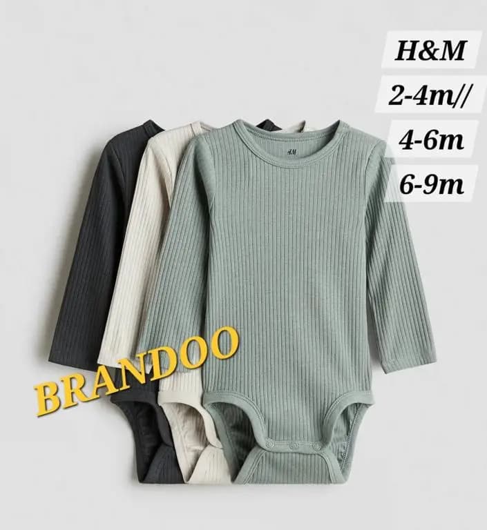 Ribbed Long-Sleeve Bodysuits Set 1