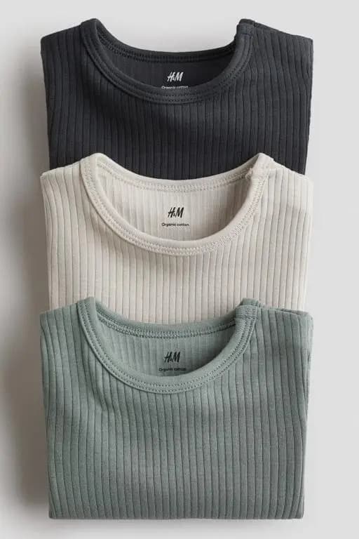Ribbed Long-Sleeve Bodysuits Set 3